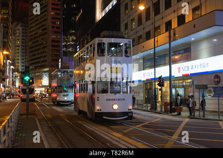 Classic Hong Kong Tram in Causeway Bay. Stock Photo