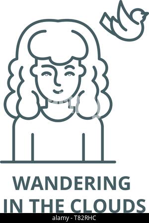 Wandering in the clouds vector line icon, linear concept, outline sign, symbol Stock Vector