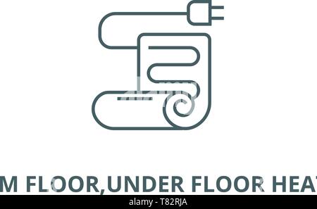 Warm floor,under floor heating vector line icon, linear concept, outline sign, symbol Stock Vector