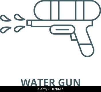 Water gun vector line icon, linear concept, outline sign, symbol Stock Vector