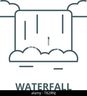 Waterfall vector line icon, linear concept, outline sign, symbol Stock Vector