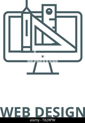 Web design, pen, ruler, tools vector line icon, linear concept, outline sign, symbol Stock Vector