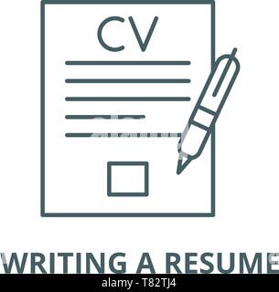 Writing a resume vector line icon, linear concept, outline sign, symbol Stock Vector