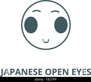 Japanese open eyes emoji vector line icon, linear concept, outline sign, symbol Stock Vector