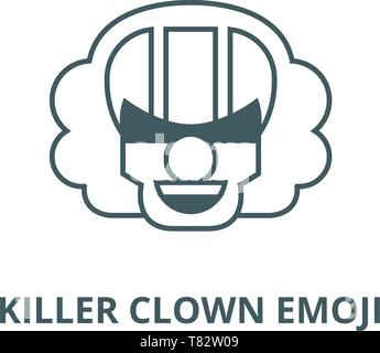 Killer clown emoji vector line icon, linear concept, outline sign, symbol Stock Vector