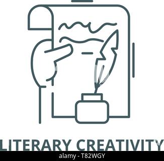 Literary creativity vector line icon, linear concept, outline sign, symbol Stock Vector