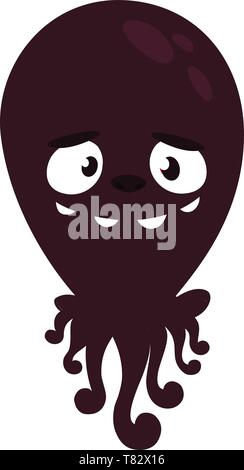 Funny cartoon octopus monster. Vector Halloween black octopus or alien illustration. Stock Vector