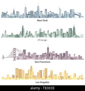 abstract vector illustrations of United States city skylines Stock Vector