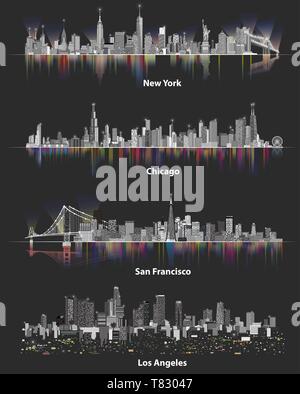 abstract vector illustrations of United States city skylines Stock ...