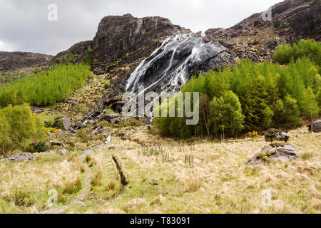 This beautiful cascade lies in Gleninchaquin Park in County Kerry,Ireland. Stock Photo