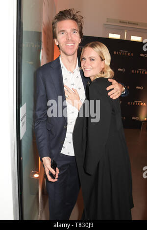 London, UK.James Cook and Poppy Delevingne  at the Premiere Screening for the new season of Sky Original 'Riviera' at The Saatchi Gallery on May 7, 2019 in London, England.   Ref: LMK11-J4863-080519 Landmark Media WWW.LMKMEDIA.COM Stock Photo