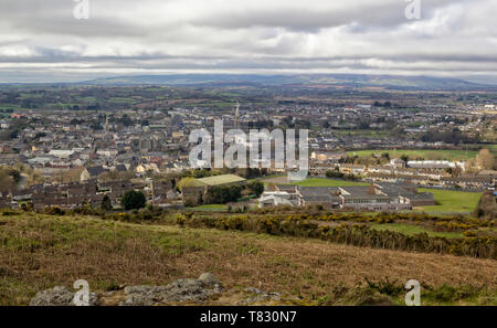 The town of Enniscorthy seen from Vinegar Hill in County Wexford,Ireland. Stock Photo