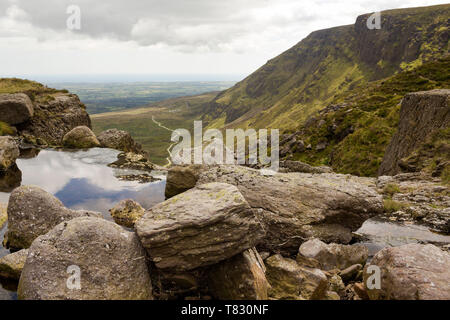 River Mahon in Comeragh Mountains runs down to Mahon Valley with cascades known as Mahon Falls.County Waterford,Ireland. Stock Photo