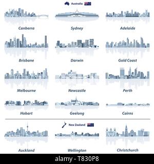 vector illustration of Australian and New Zealand city skylines. Stock Vector