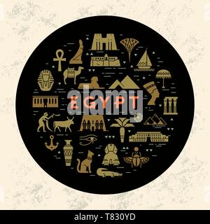 Ancient Egypt black icons in set collection for design. The reign of ...