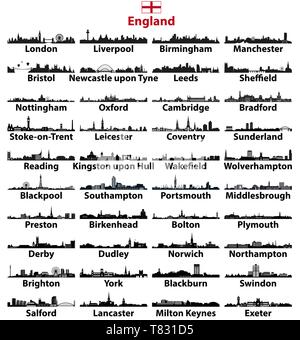 England major cities skylines vector collection Stock Vector