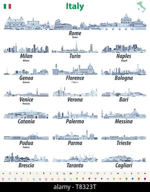 Italy cities cities skylines vector illustration Stock Vector