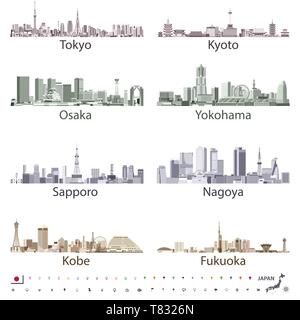 illustration of japanese cities skylines Stock Vector