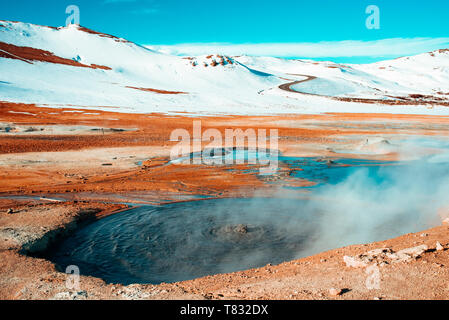 Boiling mudpots, Námafjall Hverir, Ábær, Skagafjardarsysla, Iceland Stock Photo