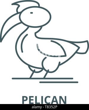 Pelican vector line icon, linear concept, outline sign, symbol Stock Vector