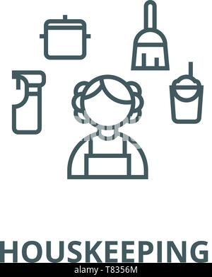 Personal maid,houskeeping  vector line icon, linear concept, outline sign, symbol Stock Vector