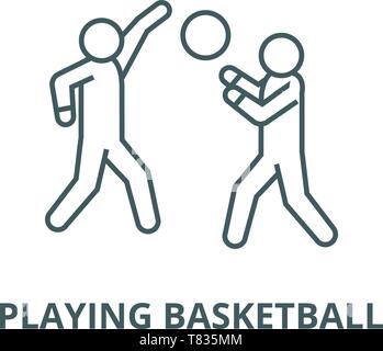 Playing basketball vector line icon, linear concept, outline sign, symbol Stock Vector