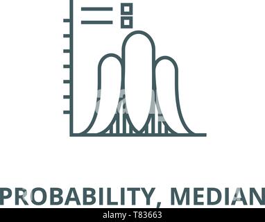 Probability, median  vector line icon, linear concept, outline sign, symbol Stock Vector