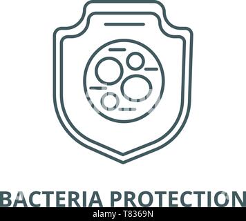 Protection from bacteria,safety shield vector line icon, linear concept, outline sign, symbol Stock Vector