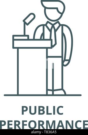 Public performance vector line icon, linear concept, outline sign, symbol Stock Vector