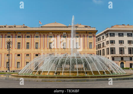 Fountain at Piazza de Ferrari, Genoa, Liguria, North West Italy Stock Photo