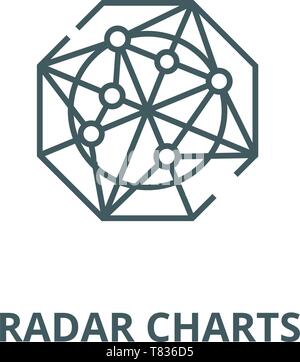 Radar charts vector line icon, linear concept, outline sign, symbol Stock Vector