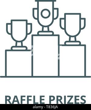 Raffle prizes line icon concept. Raffle prizes flat vector symbol, sign ...