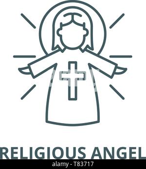 Religious angel vector line icon, linear concept, outline sign, symbol Stock Vector