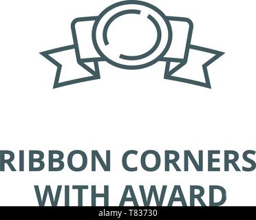 Ribbon with 3 corners line icon concept. Ribbon with 3 corners flat ...