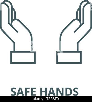 Safe hands  vector line icon, linear concept, outline sign, symbol Stock Vector