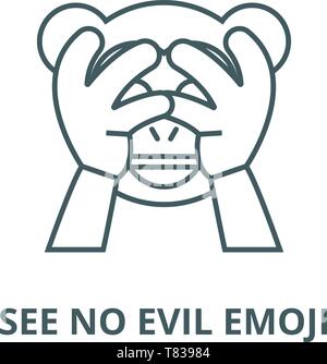 See no evil emoji vector line icon, linear concept, outline sign, symbol Stock Vector