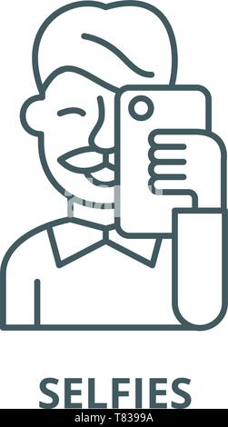 Selfies vector line icon, linear concept, outline sign, symbol Stock Vector