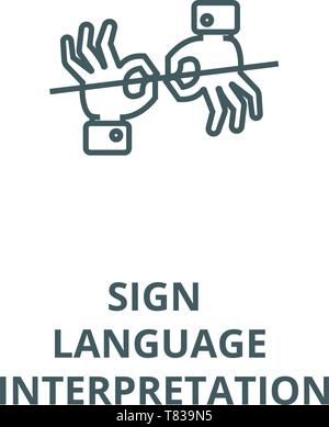 Sign language interpretation vector line icon, linear concept, outline sign, symbol Stock Vector