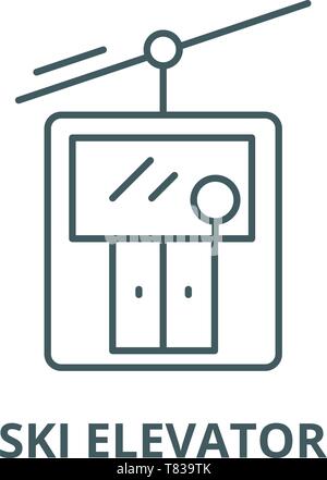Ski elevator vector line icon, linear concept, outline sign, symbol Stock Vector