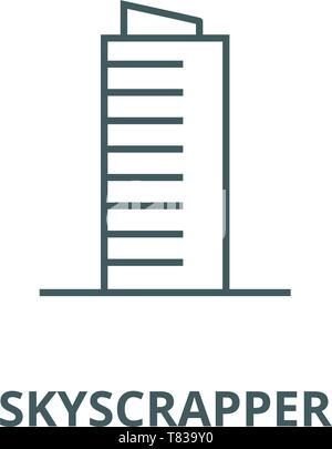 skyscrapper icon, black vector sign with editable strokes, concept ...