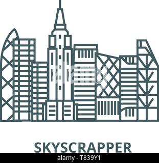 skyscrapper icon, black vector sign with editable strokes, concept ...