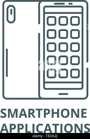 Smartphone applications vector line icon, linear concept, outline sign, symbol Stock Vector