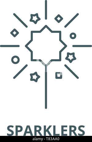 Sparklers vector line icon, linear concept, outline sign, symbol Stock Vector