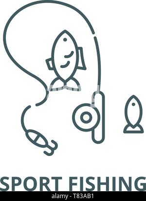 Sport fishing vector line icon, linear concept, outline sign, symbol Stock Vector