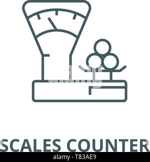 Scales counter,shop vector line icon, linear concept, outline sign, symbol Stock Vector