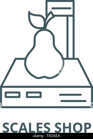 Scales shop,pear vector line icon, linear concept, outline sign, symbol Stock Vector