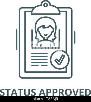 Status approved vector line icon, linear concept, outline sign, symbol Stock Vector