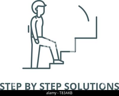 Step by step solutions vector line icon, linear concept, outline sign, symbol Stock Vector