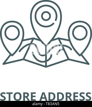 Store address vector line icon, linear concept, outline sign, symbol Stock Vector