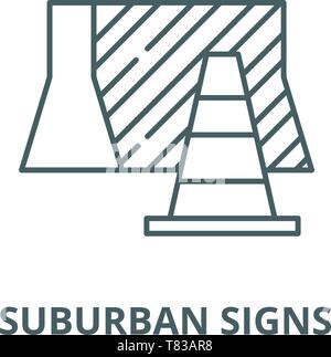 Suburban signs vector line icon, linear concept, outline sign, symbol Stock Vector